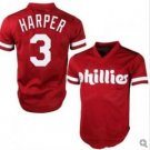 2019 Men's Philadelphia Phillies #3 Bryce Harper Red Throwback Baseball Jersey
