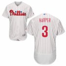 2019 Men's Philadelphia Phillies #3 Bryce Harper White(Stripe) Flexbase Baseball Jersey
