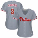 2019 Women's Philadelphia Phillies #3 Bryce Harper Gray Cool Base Baseball Jersey