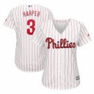 2019 Women's Philadelphia Phillies #3 Bryce Harper White(Stripe) Cool Base Baseball Jersey
