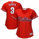 2019 Women's Philadelphia Phillies #3 Bryce Harper Red Cool Base Baseball Jersey