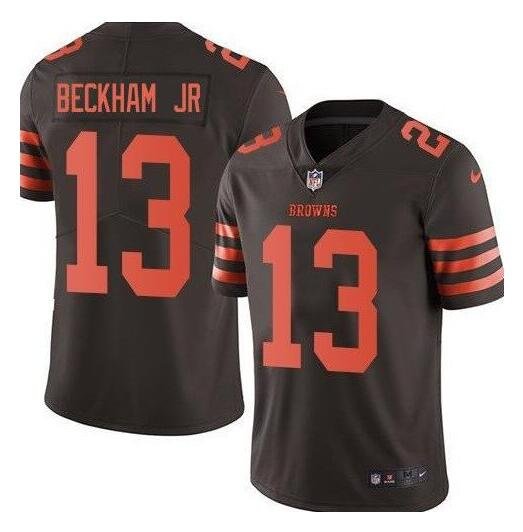 Nike Browns #13 Odell Beckham Jr Brown Men's Stitched NFL Limited Rush Jersey