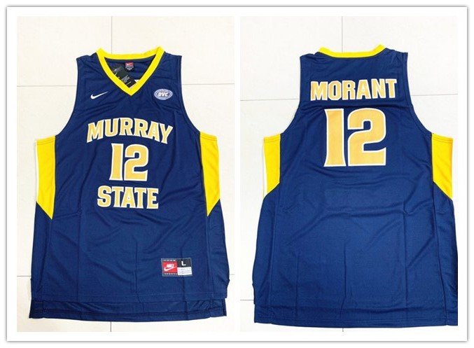 Men's Murray State #12 Ja Morant Navy Blue College Basketball Jersey
