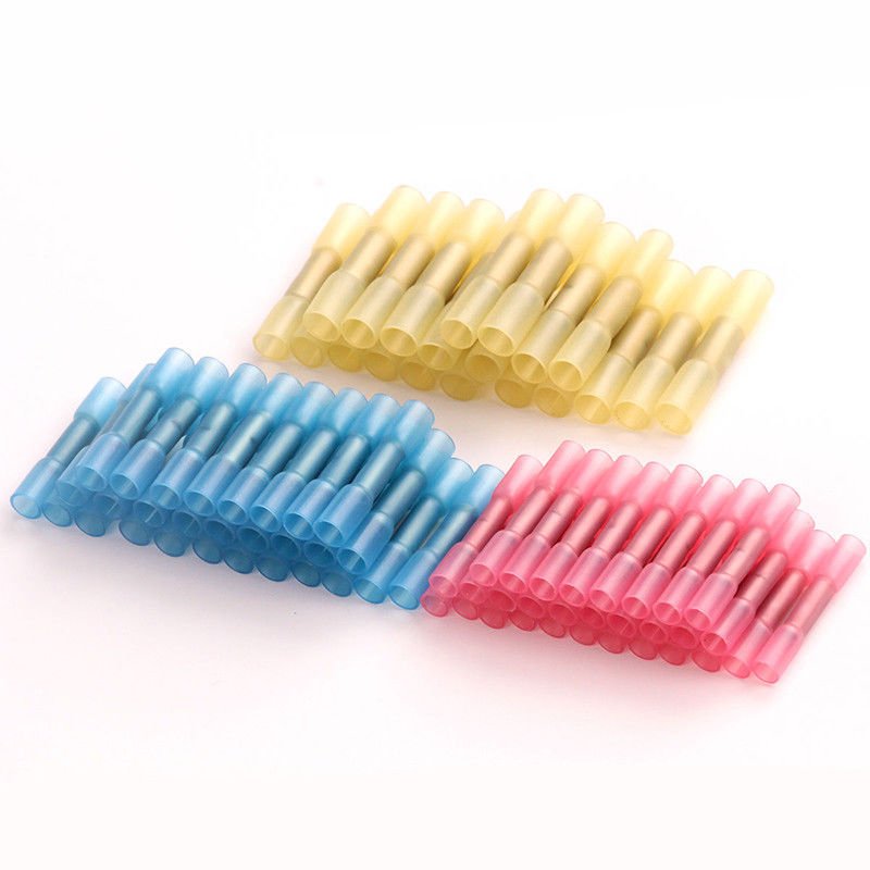 Heat Shrink Crimp Terminal Butt 3 Size Insulated Electrical Wire Connector 100PC