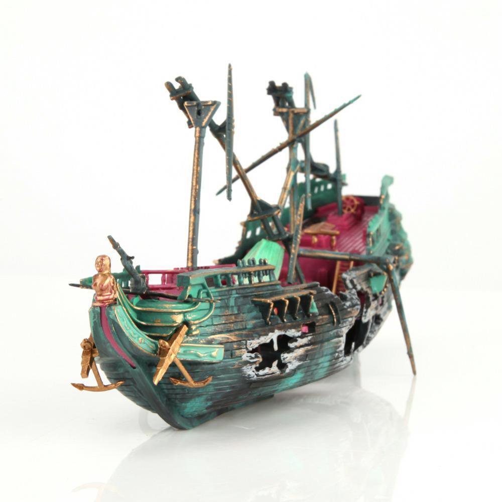 Large Aquarium Decorations Wreck Sunk Ship Plactic Boat Air Split Shipwreck Fish