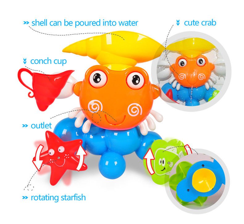 Bathing Toys Crab Rotating Starfish and Fish Summer Baby Kids Toddler Play Toy