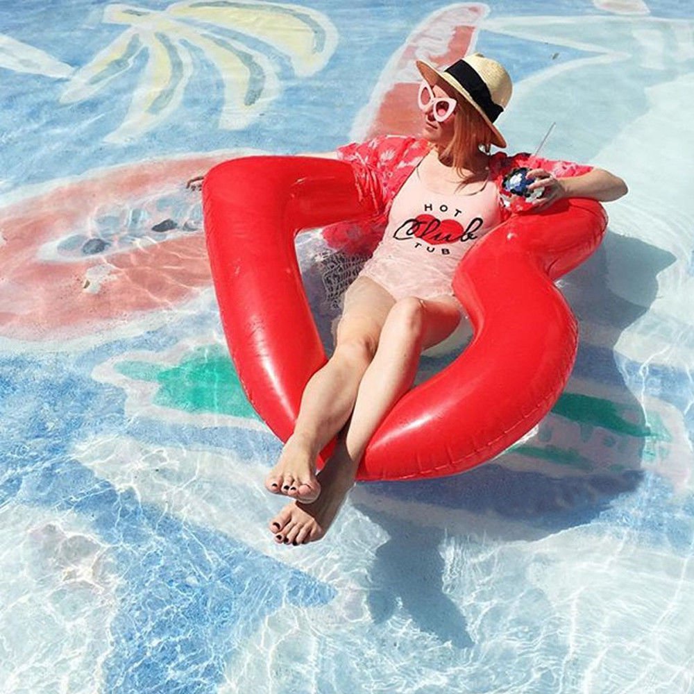 Sweet Heart Shape Swimming Ring For Women Giant Inflatable Pool Float Red