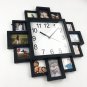 12 MULTI APERTURE MODERN COLLAGE PHOTO FAMILY PICTURE FRAME & TIME WALL CLOCK