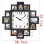12 MULTI APERTURE MODERN COLLAGE PHOTO FAMILY PICTURE FRAME & TIME WALL CLOCK
