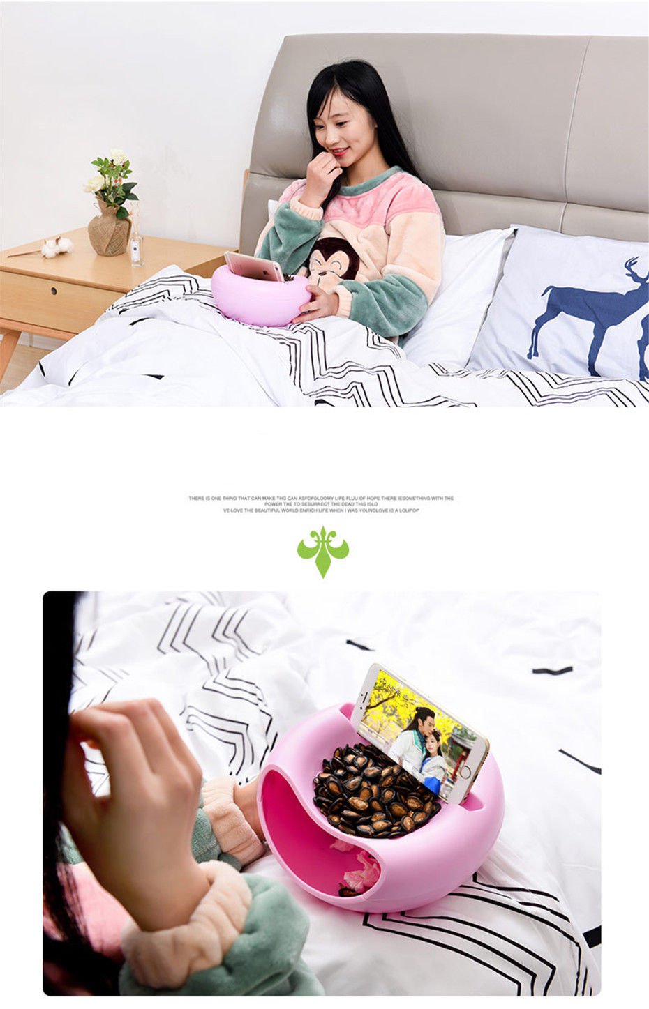 Creative Lazy Fruit Dish Snacks Nut Melon Seeds Bowl Double Layer Plastic Candy