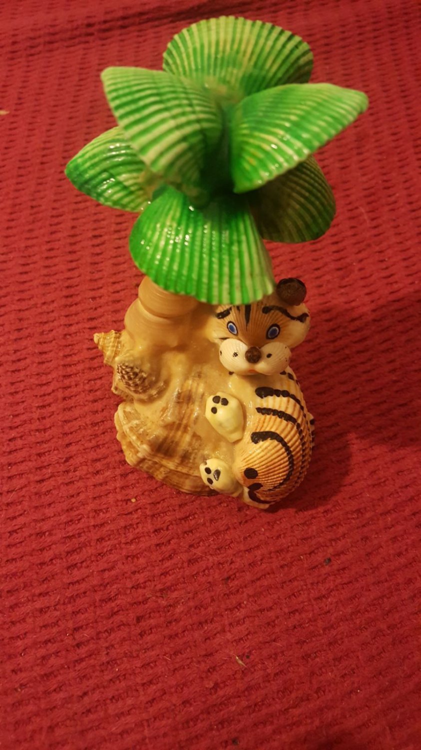 Tiger Mediterranean sea shell home decoration gift, hand made, Israel Holly Land