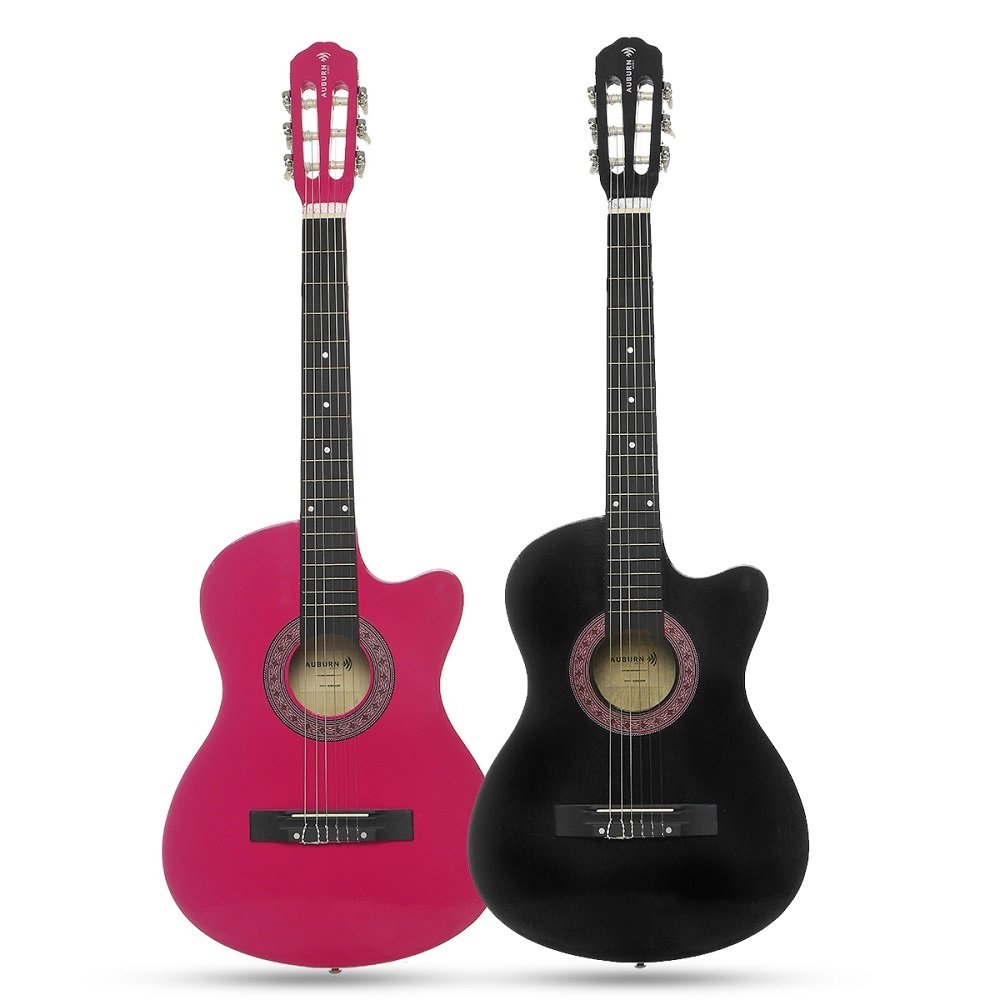 38 Inch 6 Strings 18 Fret Pink Black Color Basswood Body Classical Guitar Music Instrument For Begin