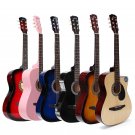 Jixing 38 Inch Wooden Angled Acoustic Guitar 6 Color Folk Guitar with Storage Bag Gift for Beginner