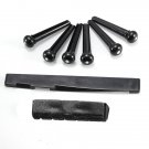 A Set of Black/White 6 Guitar Bridge Pins 1 Saddle Nut for Folk Guitar
