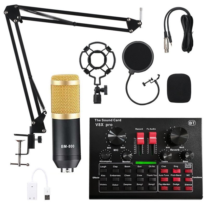 BM800 Pro Condenser Microphone Kit with V8X PRO Muti-functional Bluetooth Sound Card