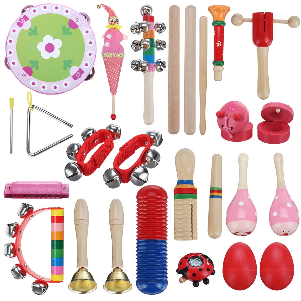 22 Pieces Set Orff Musical Instruments Hand Percussion Musical Toy for Kids Music Learning/KTV Party