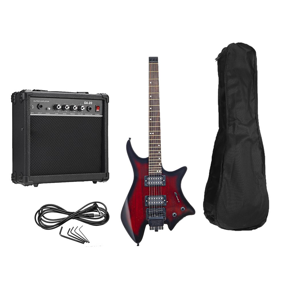 IRIN R-700 Headless Electric Guitar Set Dual Pickups Built-in String Lock Module with Speaker