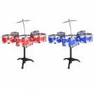 9Pcs Childs Kids Drum Kit Jazz Band Sound Drums Play Set Musical Toy With Stool Drumsticks