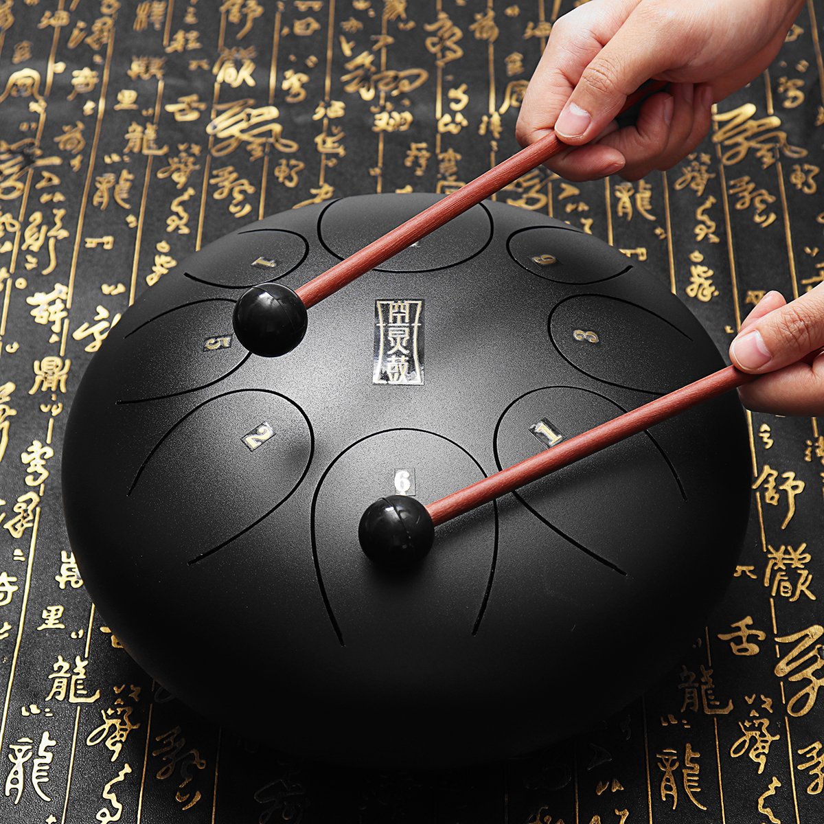 10'' Steel Tongue Drum Handpan D Major 8 Notes Hand Tankdrum  With Bag Mallets