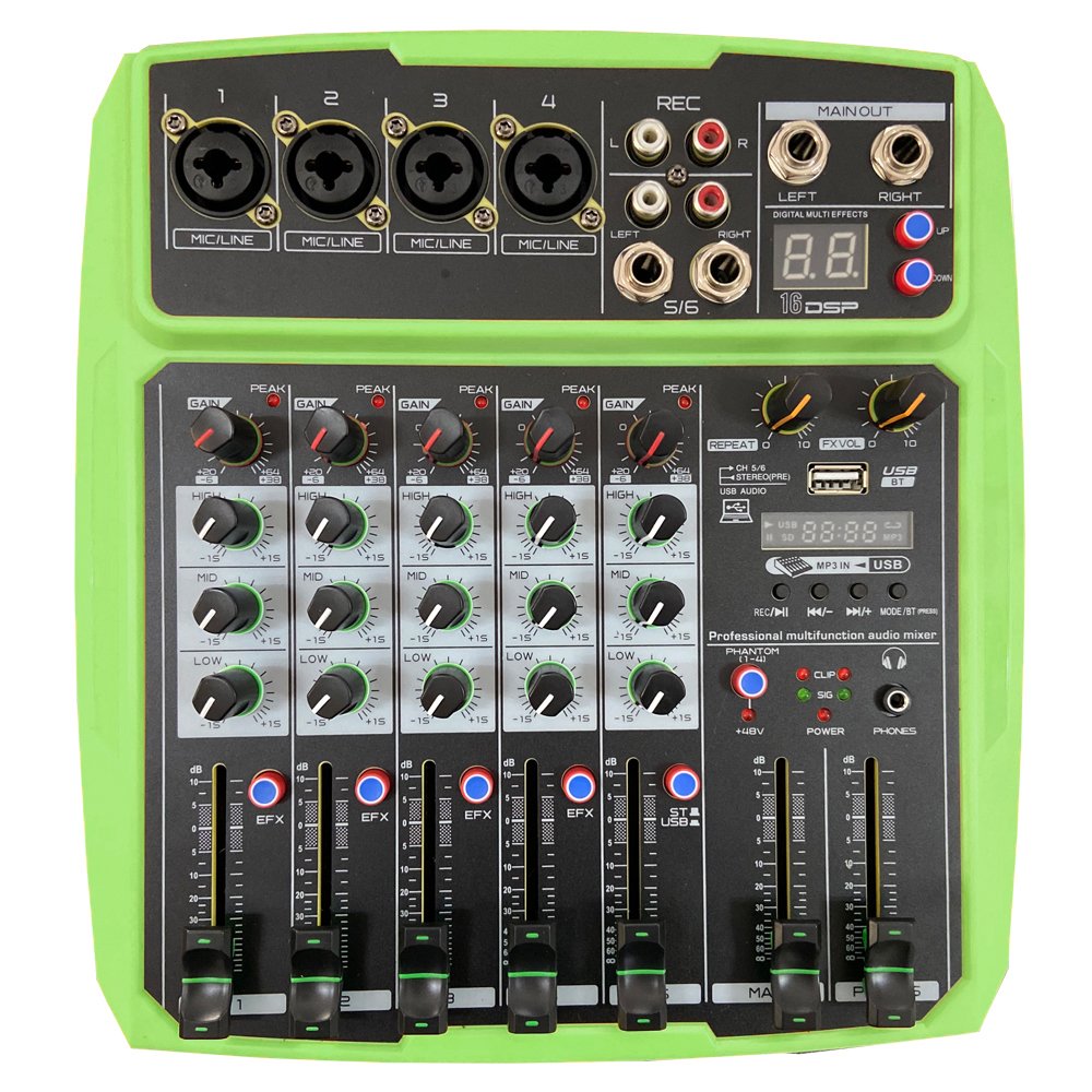 WENYANWEN Mini 4 Channel 16 DSP Effect USB Delay and Repeat Efferts Audio Mixer Console With Channel
