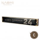NAOMI 24 Holes Tremolo Harmonica Key of C Stainless Steel Mouth Organ Harmonicas with Case