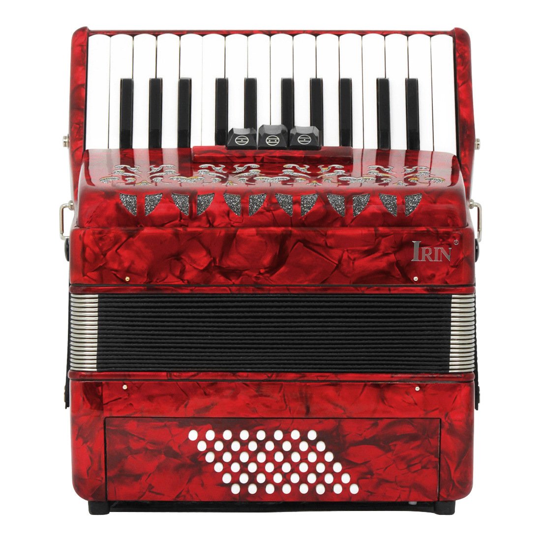 Irin 26 Key 48 Bass Accordion Three Rows Spring Level Playing Accordion Keyboard Instrument