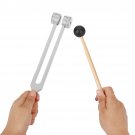 128HZ Aluminum Alloy Silver Tuning Fork Chakra Hammer Ball Diagnostic Tools