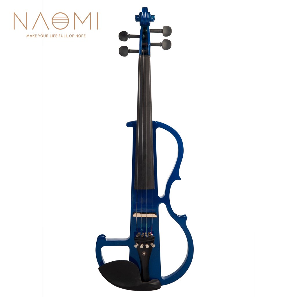 Naomi Violin Full Size 4/4 Solid Wood Electric Violin Basswood Body Ebony Fingerboard Pegs with Ebon
