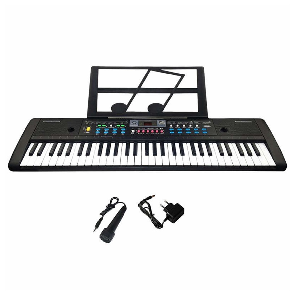 61 Keys Digital Keyboard Electronic Piano Double Horn Stereo Sound with Microphone Music Stand for C