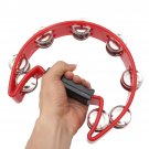 Musical Tambourine Hand Held with Double Row Metal Jingle Handle Percussion Instruments Orff Musical