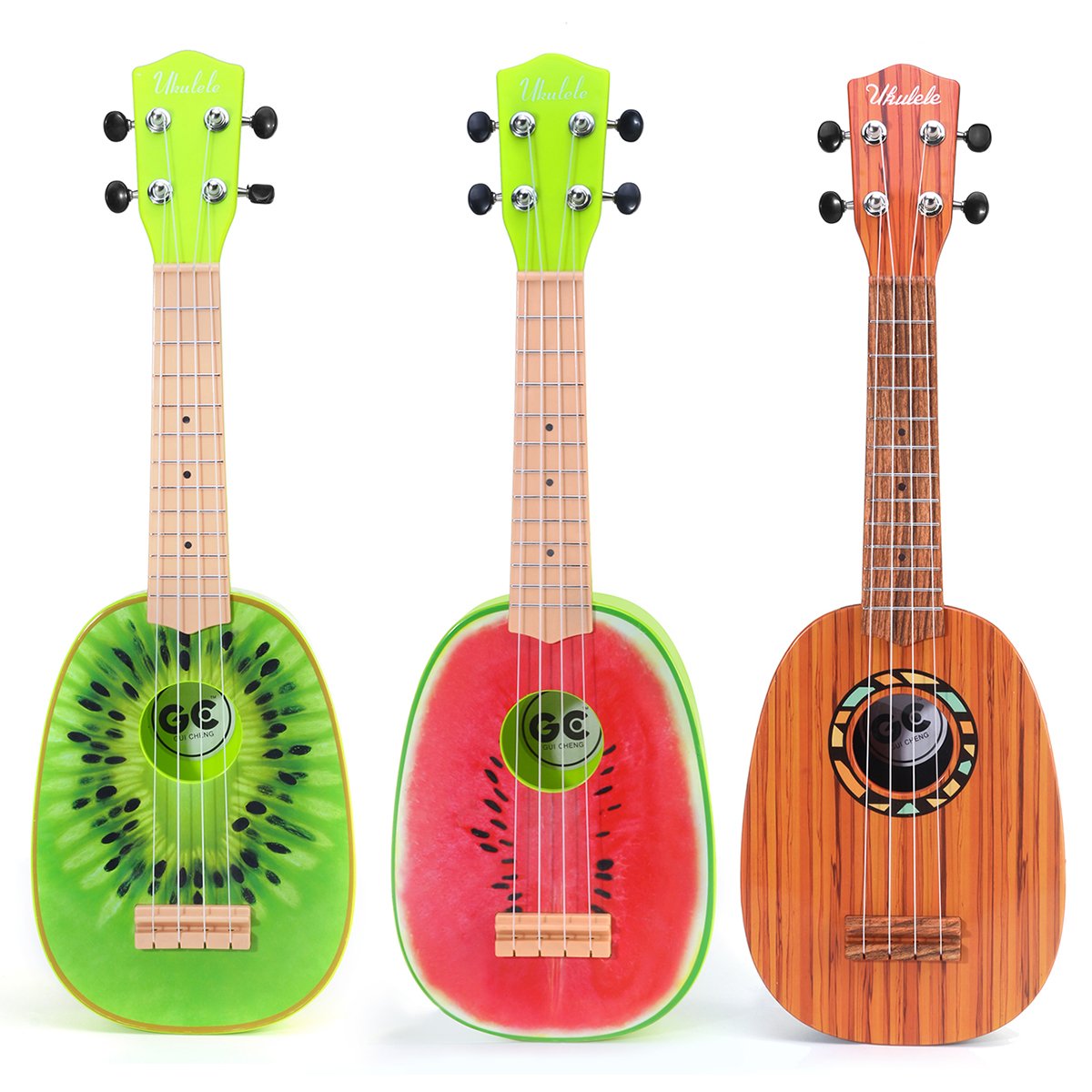 21 Inch Ukulele Woodgrain Beginner Ukuleles Uke Hawaii Guitar w/ Puzzle