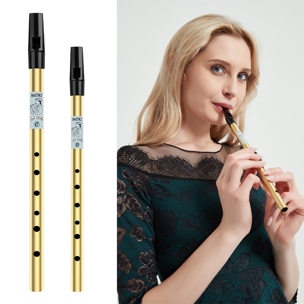 NAOMI Tin Whistle Penny Whistle High C Key Brass Whistle Six-holed Woodwind Instrument For Beginner 