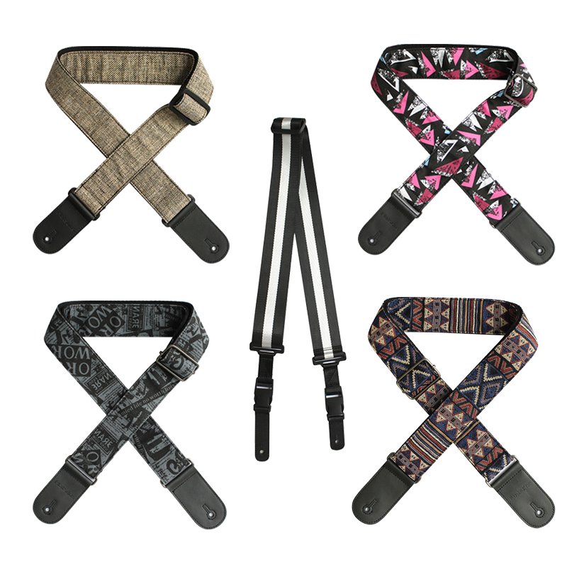 Flanger Electric Acoustic Guitar Strap Vintage National Style PU Leather Strap with Guitar Pick Hold