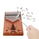 17 Keys Wood Kalimba Peachwood Thumb Piano Finger Percussion Tuning Hammer with Christmas Tree Logo