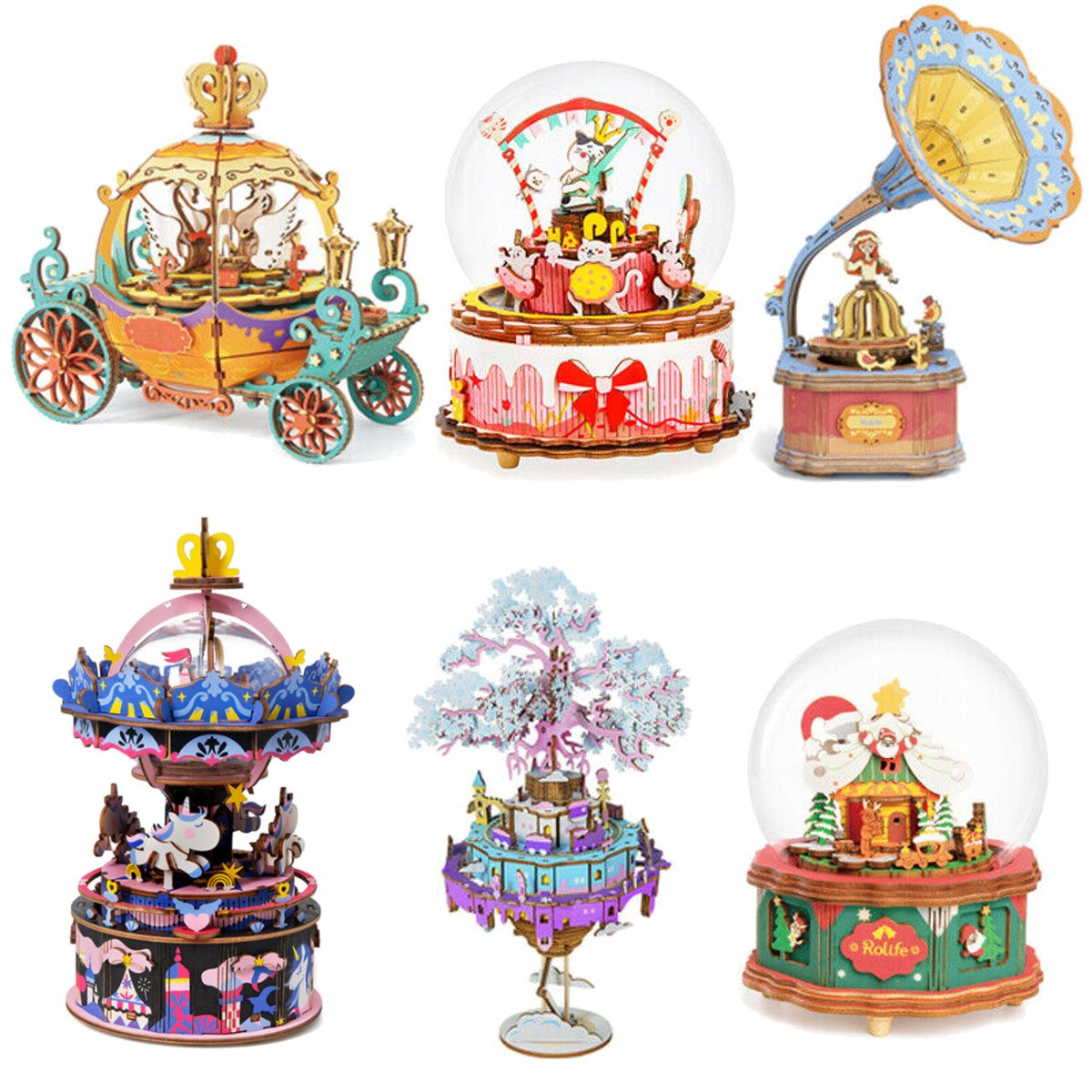 DIY Wooden Music Box 3D Jigsaw Puzzle Toy Handmade Gift for Girls Children Teens