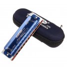 Easttop T008K 10 Hole Blues Harmonica Tone C Blue Color For Beginner