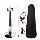 NAOMI Full Size 4/4 Solid Wood Electronic Silent Violin with Ebony Fittings, Carrying Case, Audio Ea