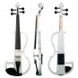 NAOMI Full Size 4/4 Solid Wood Electronic Silent Violin with Ebony Fittings, Carrying Case, Audio Ea