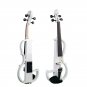 NAOMI Full Size 4/4 Solid Wood Electronic Silent Violin with Ebony Fittings, Carrying Case, Audio Ea