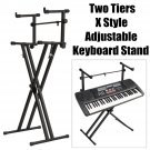 2-Tiers X Style Adjustable Keyboard Stand Folding Electronic Music Piano Holder