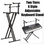 2-Tiers X Style Adjustable Keyboard Stand Folding Electronic Music Piano Holder