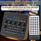External Sound Card, Multi-functional V10 Sound Effects Digital Audio Mixer USB Headset Microphone M