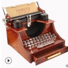 Vintage Typewriter Style Mechanical Music Box Jewelry Storage Box with Drawer Home Decoration Christ