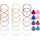 3 Sets Guitar Strings With Guitar Picks Wooden Folk Guitar Strings (a Set Of Red Copper Brass Color)
