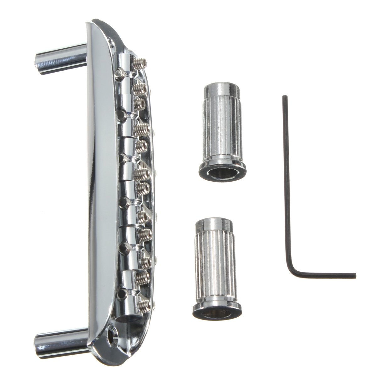 Tooyful Guitar Bridge Assembly With Wrench for Jazzmaster Mustang Style Musical Instrument Parts Chr