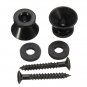 2pcs Black Strap Lock Buttons End Pins Cushion Screws For Guitar Bass