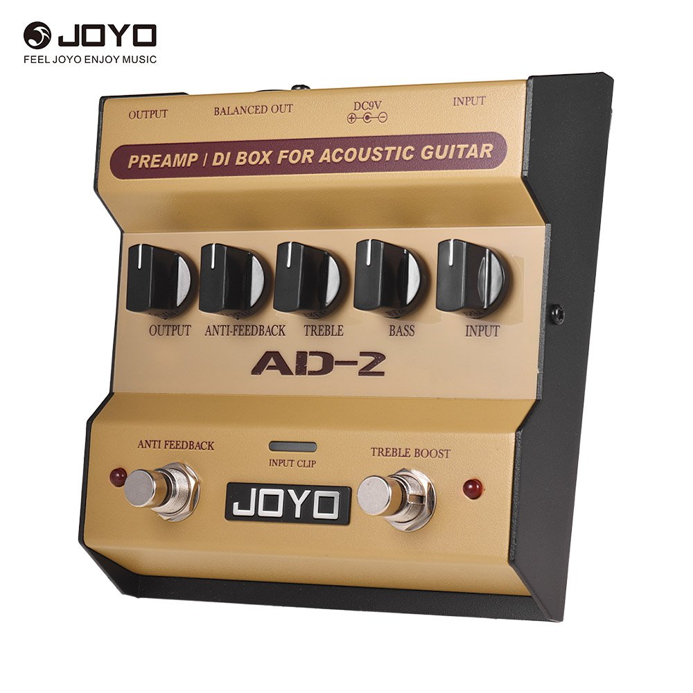 JOYO AD-2 Portable Preamp DI Box Acoustic Guitar Effect Pedal 2-Band Balance with 5 Basic Tune Adjus