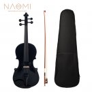 NAOMI 4/4 Black Acoustic Violin Spruce Top & Ebony Fitting Basswood Violin Outfit for Beginners W/Vi