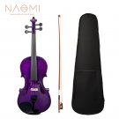 NAOMI Full Size 4/4 Basswood Violin Ebony Fingerboard KIT+Bridge+Case+Bow
