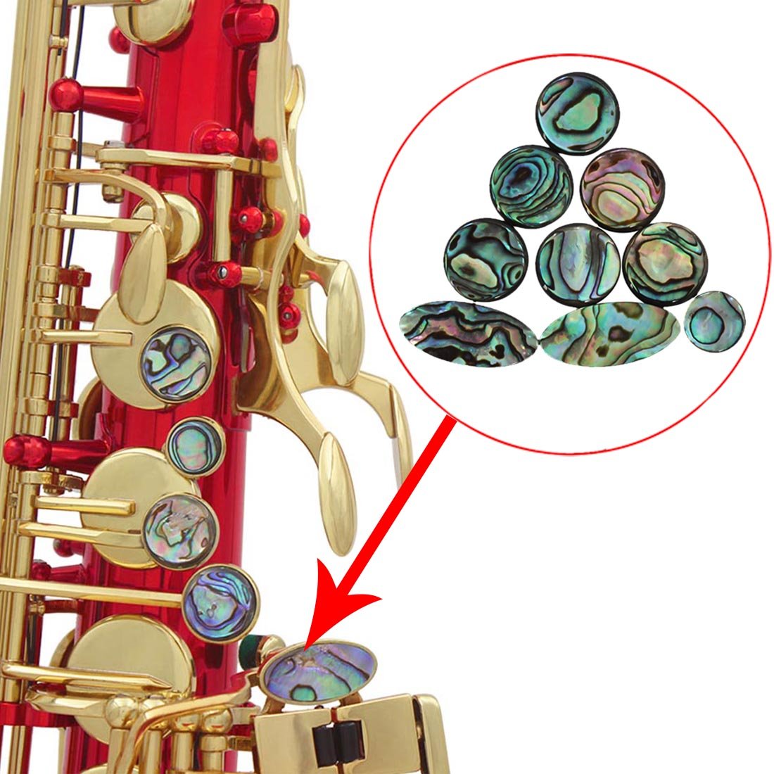 9PCS Saxophone Abalone Shell Button Applicable Tenor Treble ATLO Saxophone Musical Instrument Parts